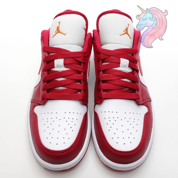 Mens Size 18 Nike Air Jordan 1 Low Cardinal Red Curry White Shoes 553558 607 New - Picture 6 of 16